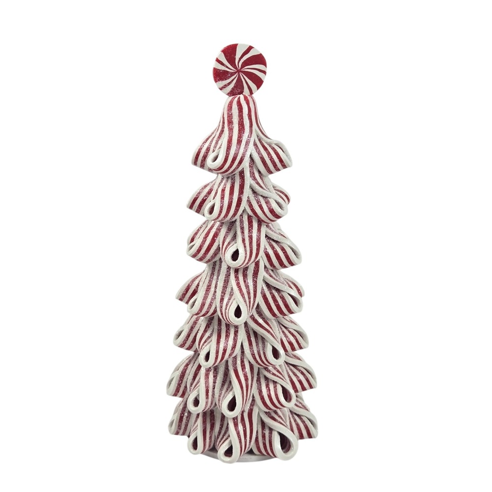 Vtg Gerson Lighted‎ Peppermint Ribbon Candy Christmas Tree 9" Holiday Decor EUC